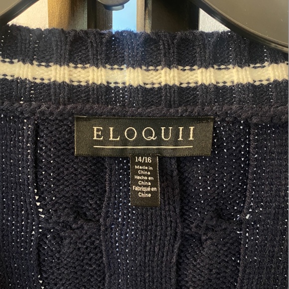 Eloquii Cardigan Sweater Dress with Stripe Detail. Effortless and chic. - Picture 4 of 6